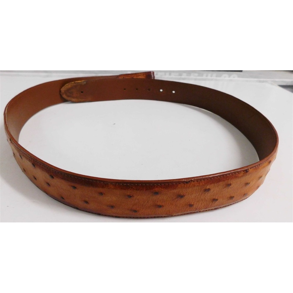 J W Cooper Genuine‎ Cognac Ostrich Leather Belt sz 36
